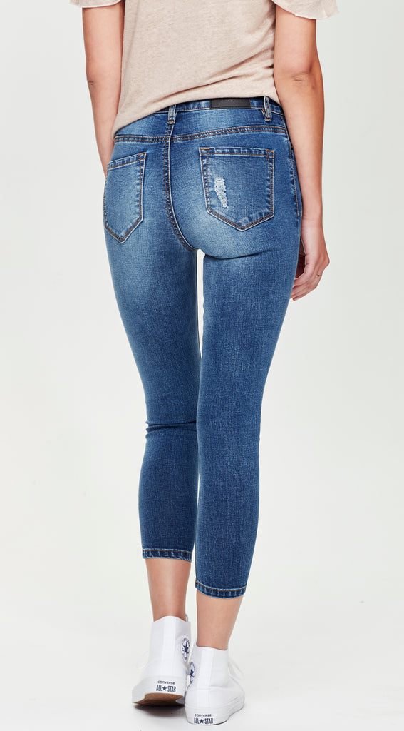 high waisted skinny ripped jean short length