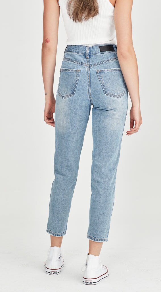 Blue Mom jean short length