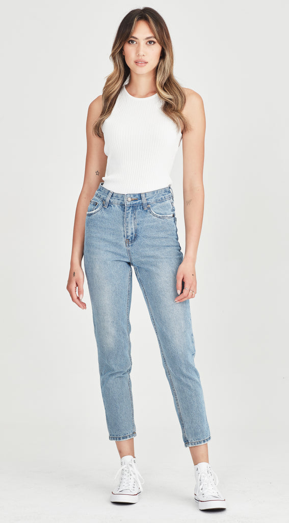 Blue Mom jean short length
