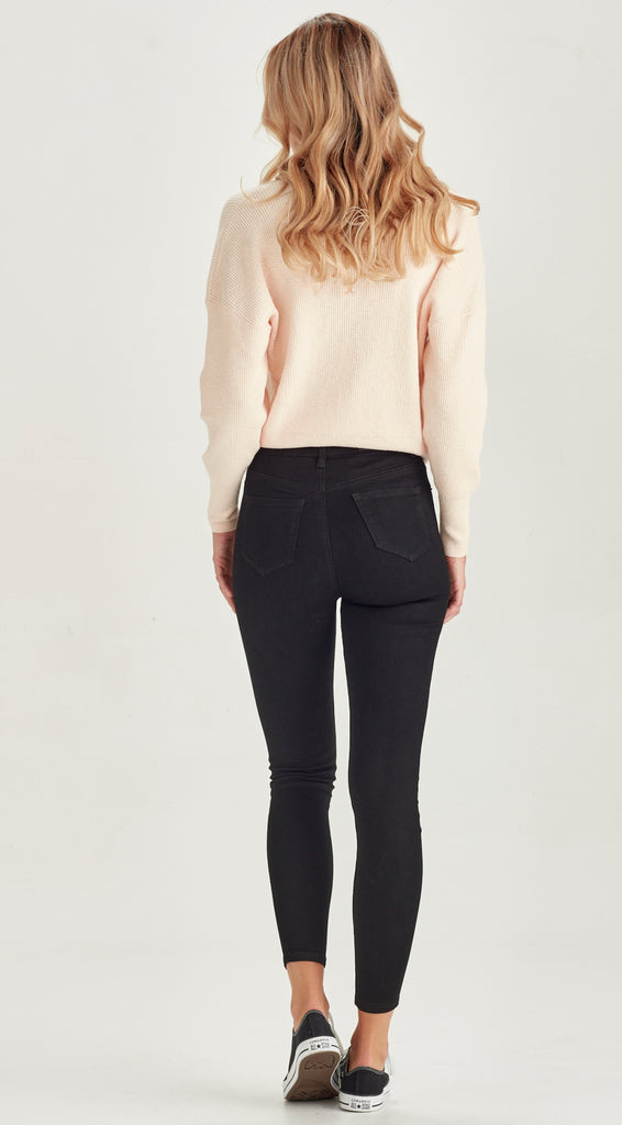 medium length stretch denim black skinny jean