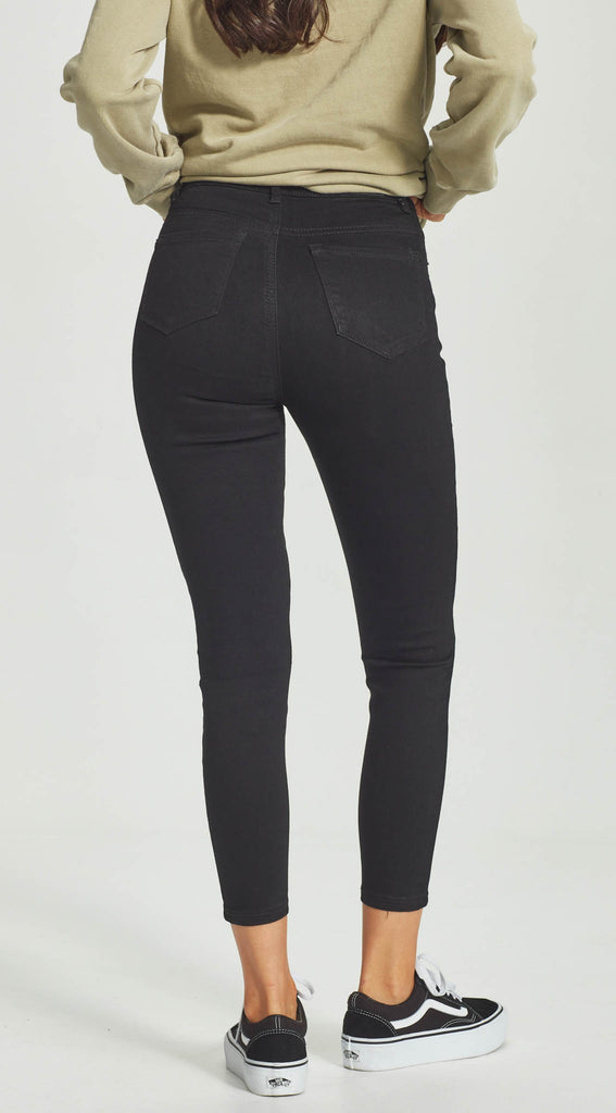 short length stretch denim black skinny jean