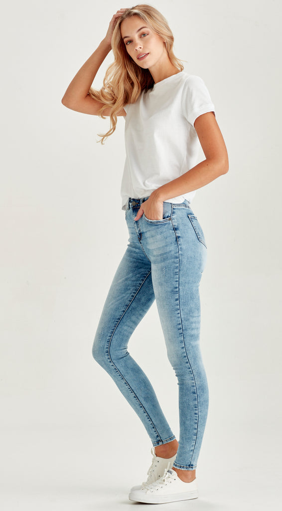 blue long skinny stretch denim jean