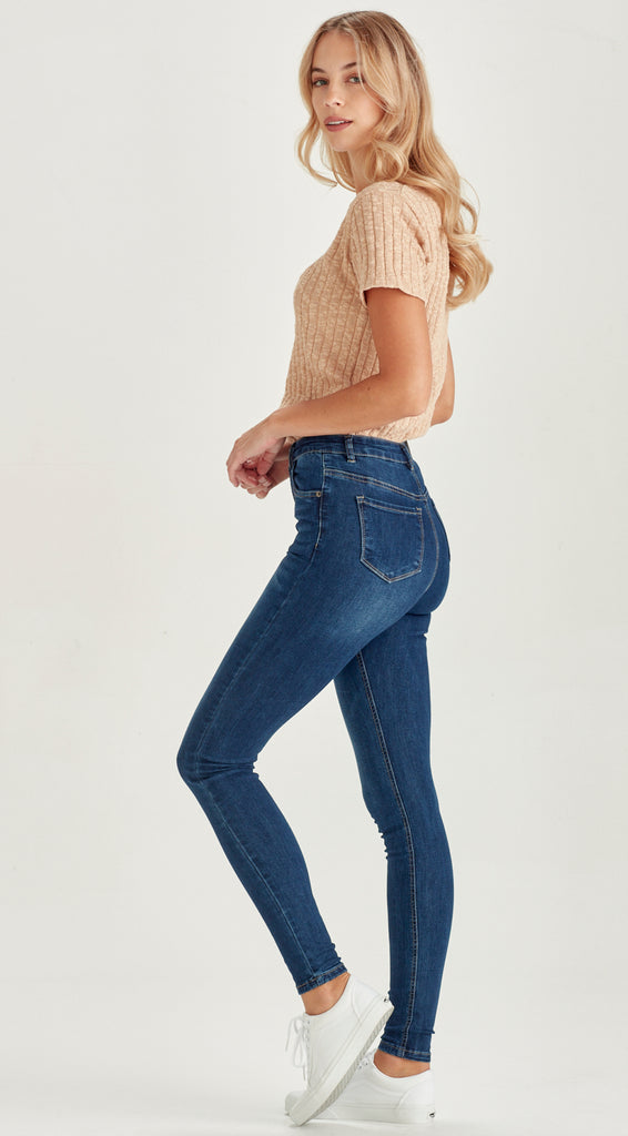 dark blue long skinny stretch denim jean