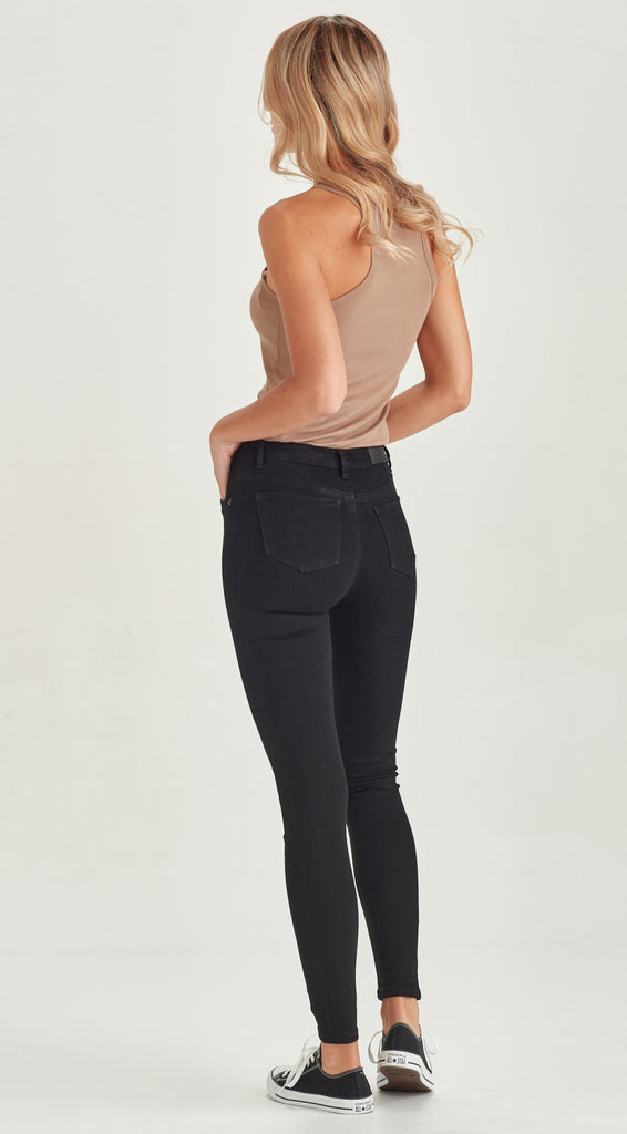 skinny black tall length jean